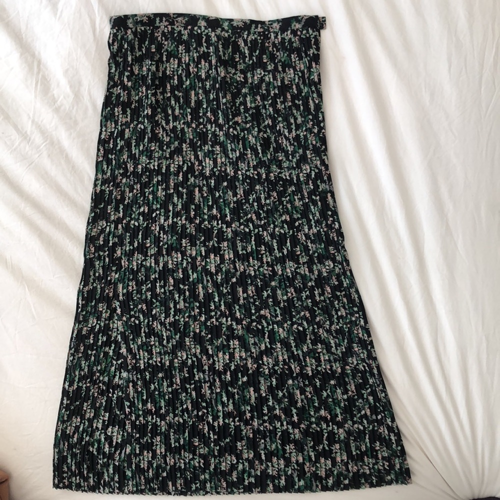 & Other Stories pleated floral knee length skirt